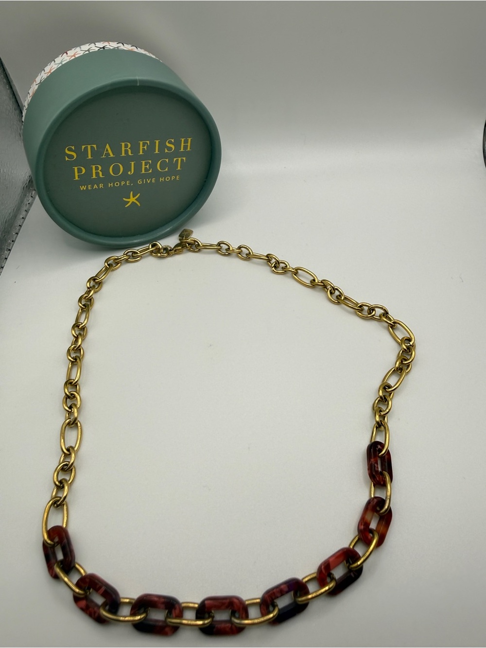 Starfish Project Gold Chain Necklace with Tortoiseshell Links
